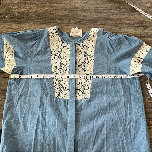 Johnny Was blue Thalassa lace pieced button down top size M - Picture 11 of 13